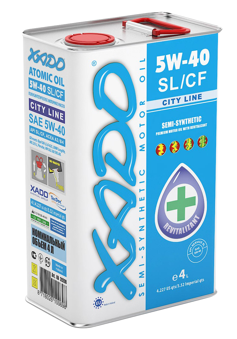 Моторное масло Xado Atomic Oil City Line SL/CF 5W-40, 4л